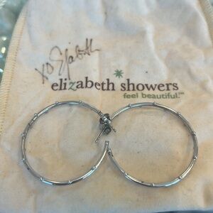 Silver Elizabeth Showers hoop earrings